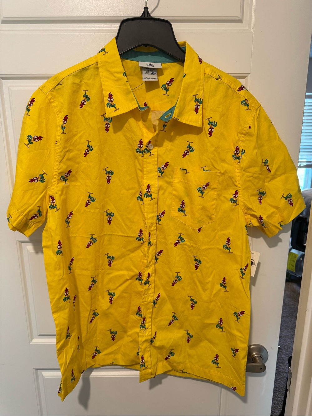 NWT Disney Yellow Short-Sleeve Button-Down Shirt with Hei Hei